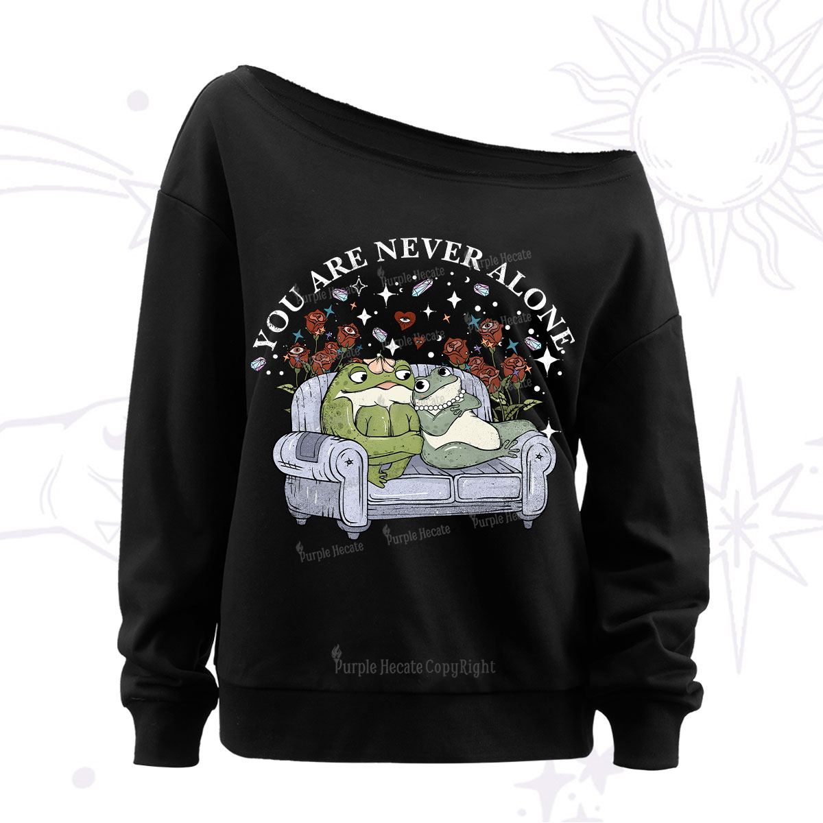 Purplehecate Your Are Never Alone Off The Shoulder Sweatshirt