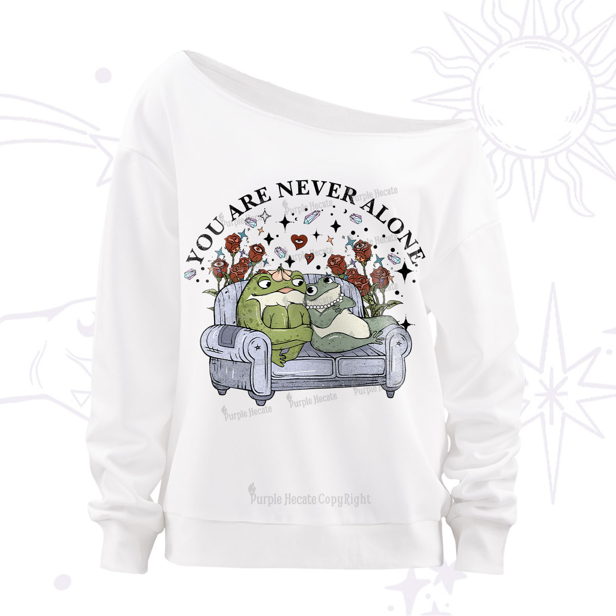 Purplehecate Your Are Never Alone Off The Shoulder Sweatshirt