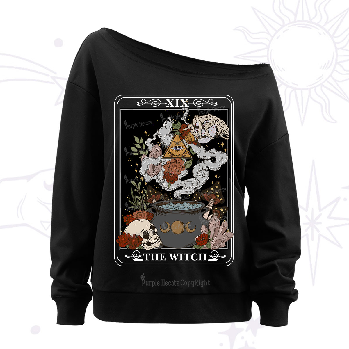 Purplehecate The Witch Tarot Off The Shoulder Sweatshirt