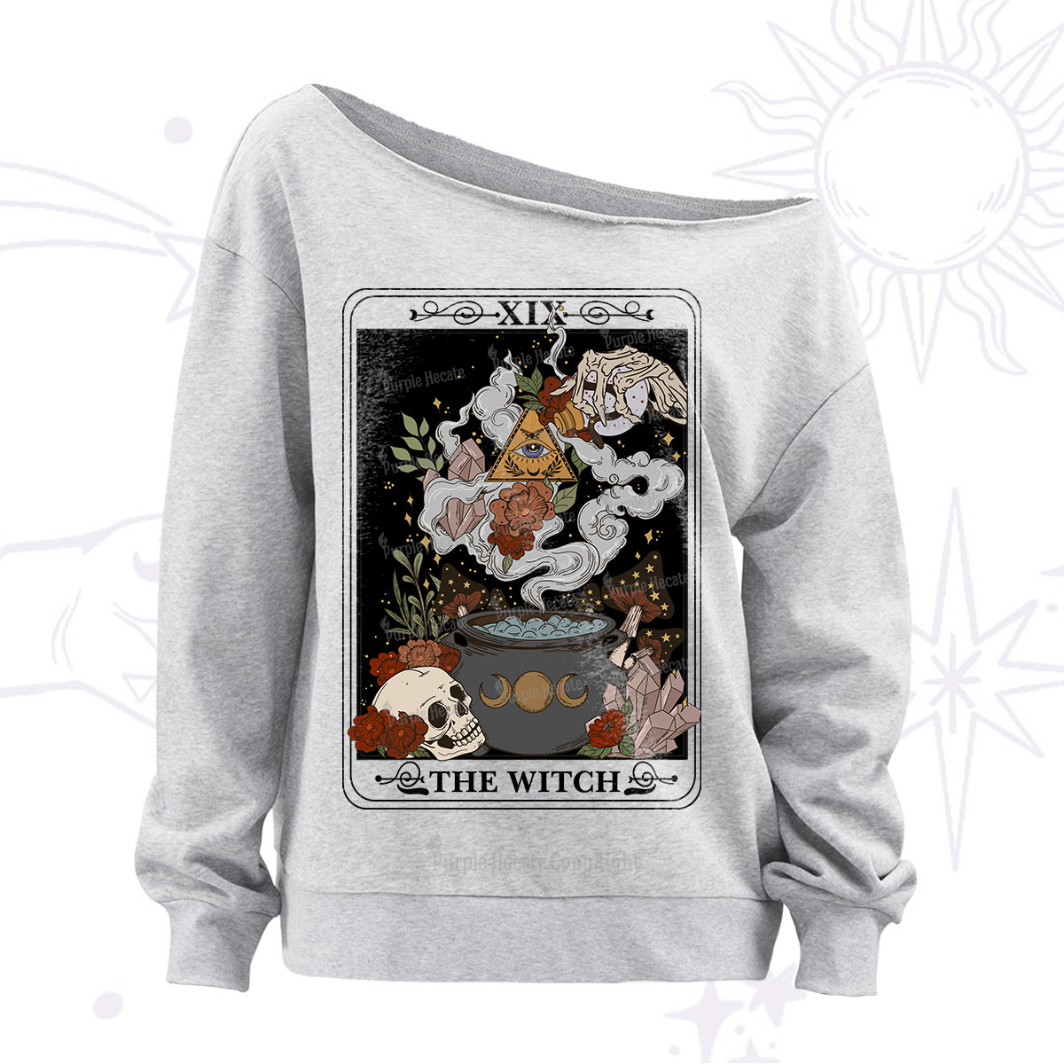 Purplehecate The Witch Tarot Off The Shoulder Sweatshirt