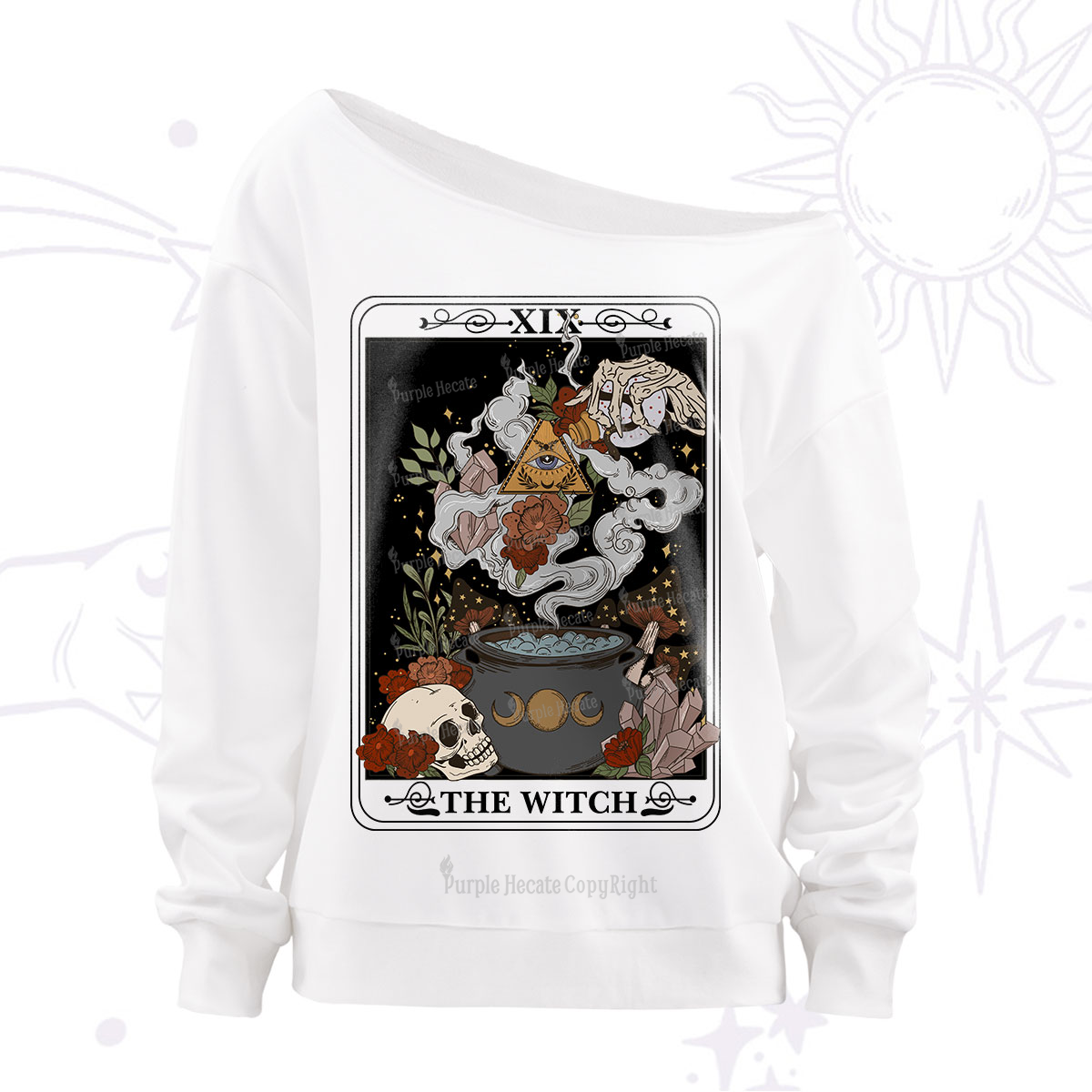 Purplehecate The Witch Tarot Off The Shoulder Sweatshirt