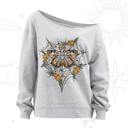 Purplehecate Death Head Moth Off The Shoulder Sweatshirt