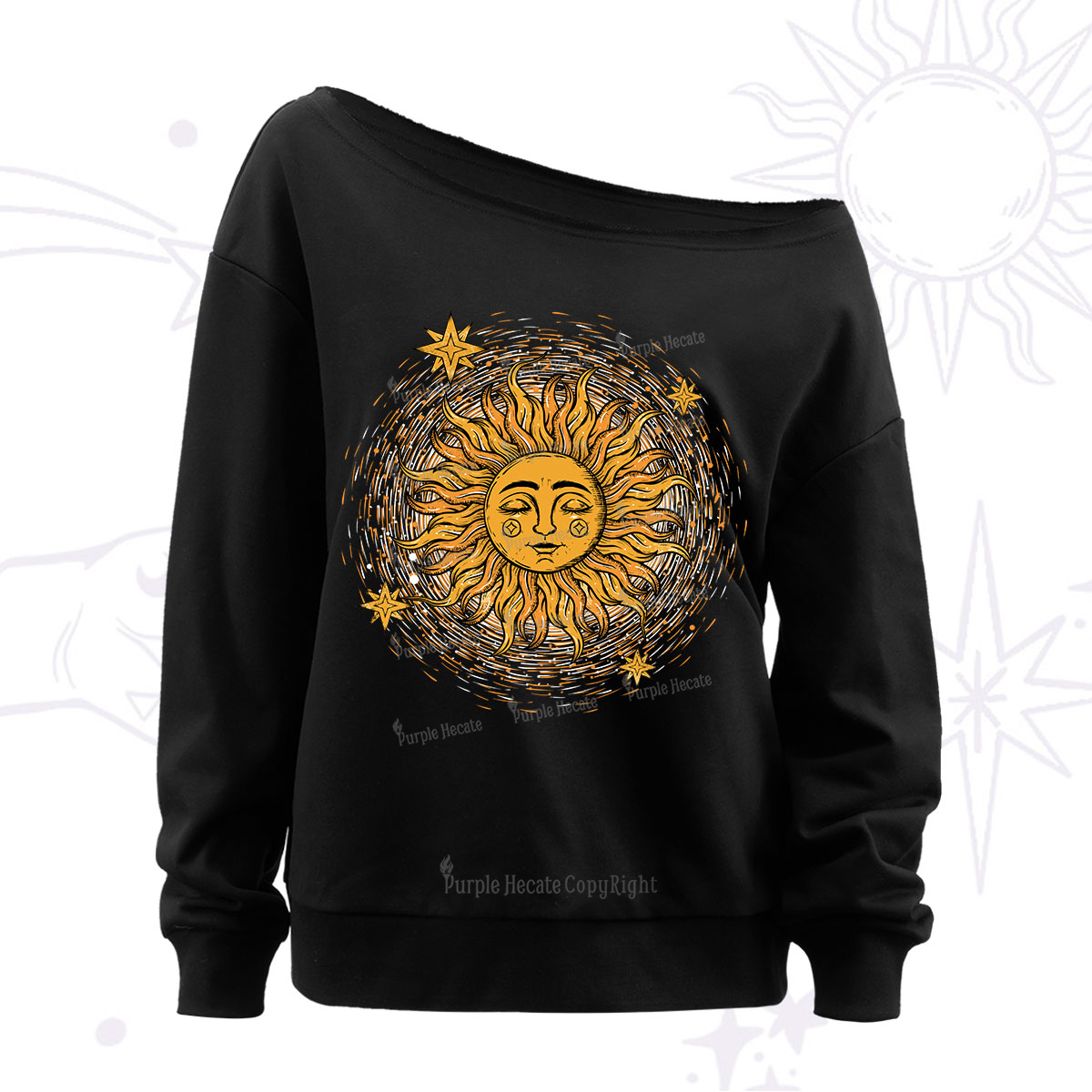 Purplehecate Celestial Sun Off The Shoulder Sweatshirt