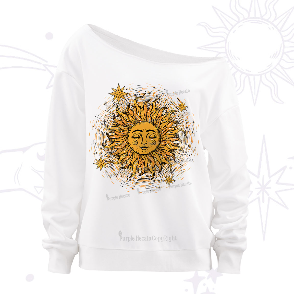 Purplehecate Celestial Sun Off The Shoulder Sweatshirt