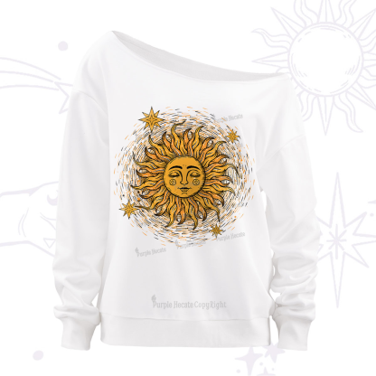 Purplehecate Celestial Sun Off The Shoulder Sweatshirt