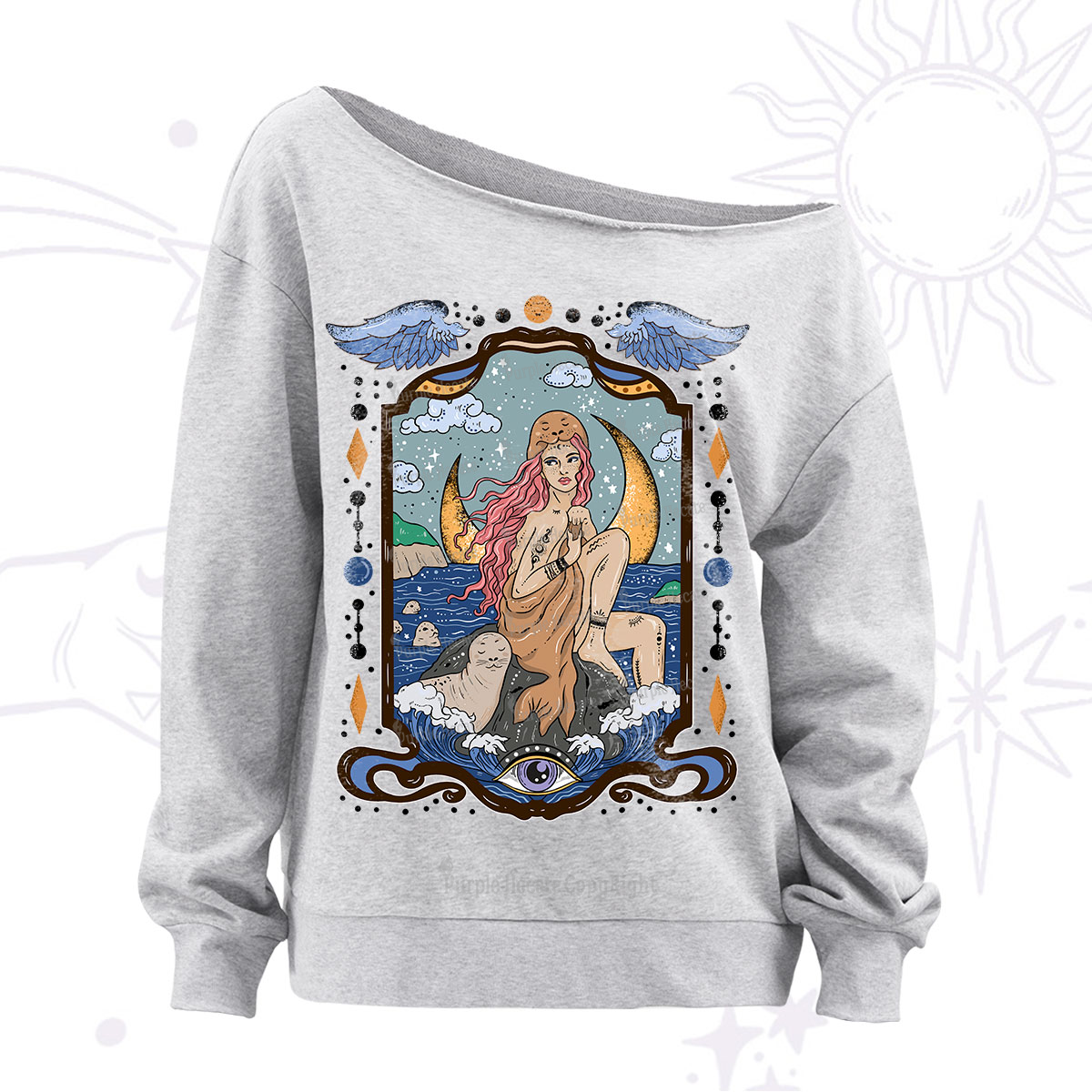 Purplehecate Selkie Woman Off The Shoulder Sweatshirt