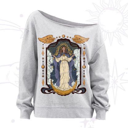 Purplehecate Holy Guardian Off The Shoulder Sweatshirt
