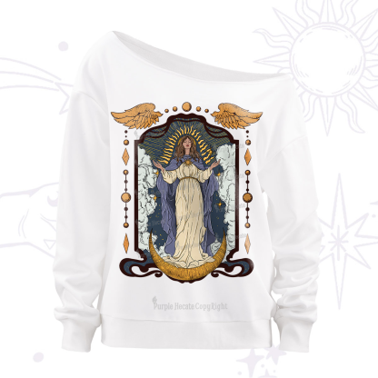 Purplehecate Holy Guardian Off The Shoulder Sweatshirt