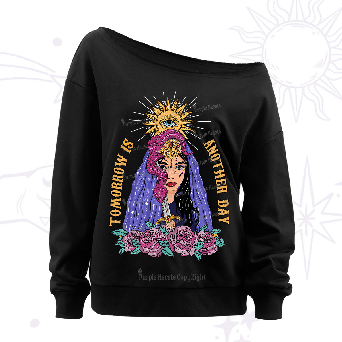 Purplehecate Prophetic Eye Witch Off The Shoulder Sweatshirt