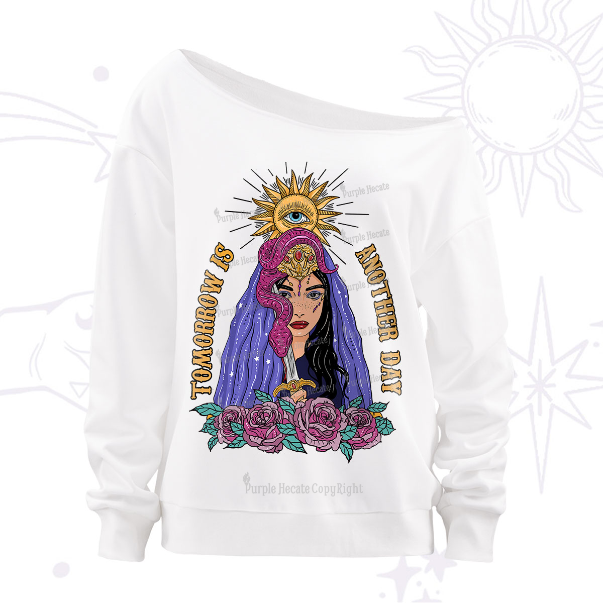 Purplehecate Prophetic Eye Witch Off The Shoulder Sweatshirt