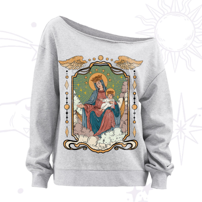 Purplehecate The Lady Of the Rosary Off The Shoulder Sweatshirt