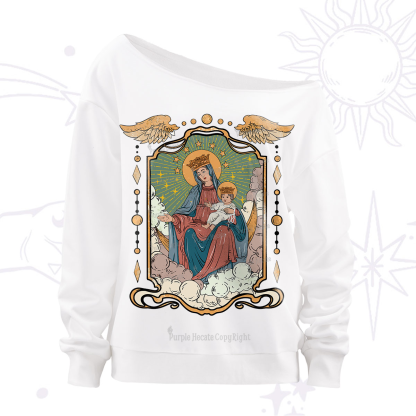 Purplehecate The Lady Of the Rosary Off The Shoulder Sweatshirt