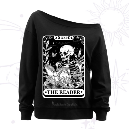 Purplehecate The Reader Tarot Card Off The Shoulder Sweatshirt