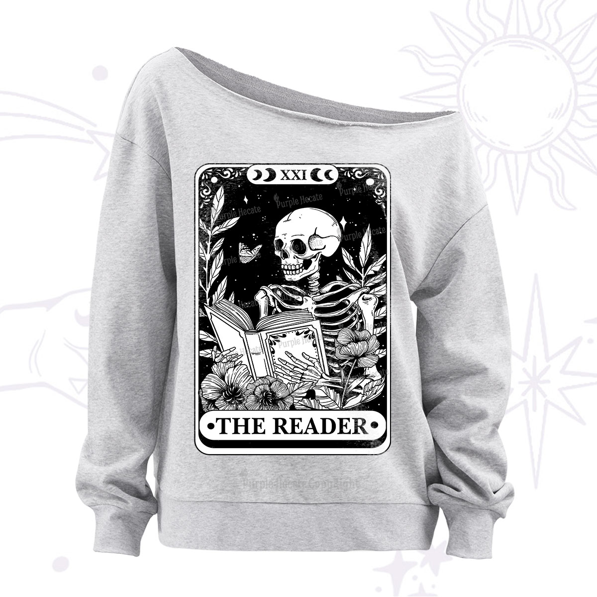 Purplehecate The Reader Tarot Card Off The Shoulder Sweatshirt
