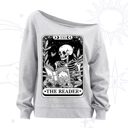 Purplehecate The Reader Tarot Card Off The Shoulder Sweatshirt
