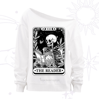 Purplehecate The Reader Tarot Card Off The Shoulder Sweatshirt