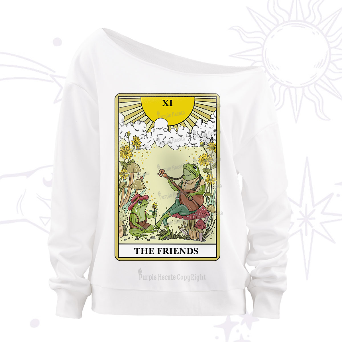 Purplehecate The Friends Tarot Card Off The Shoulder Sweatshirt