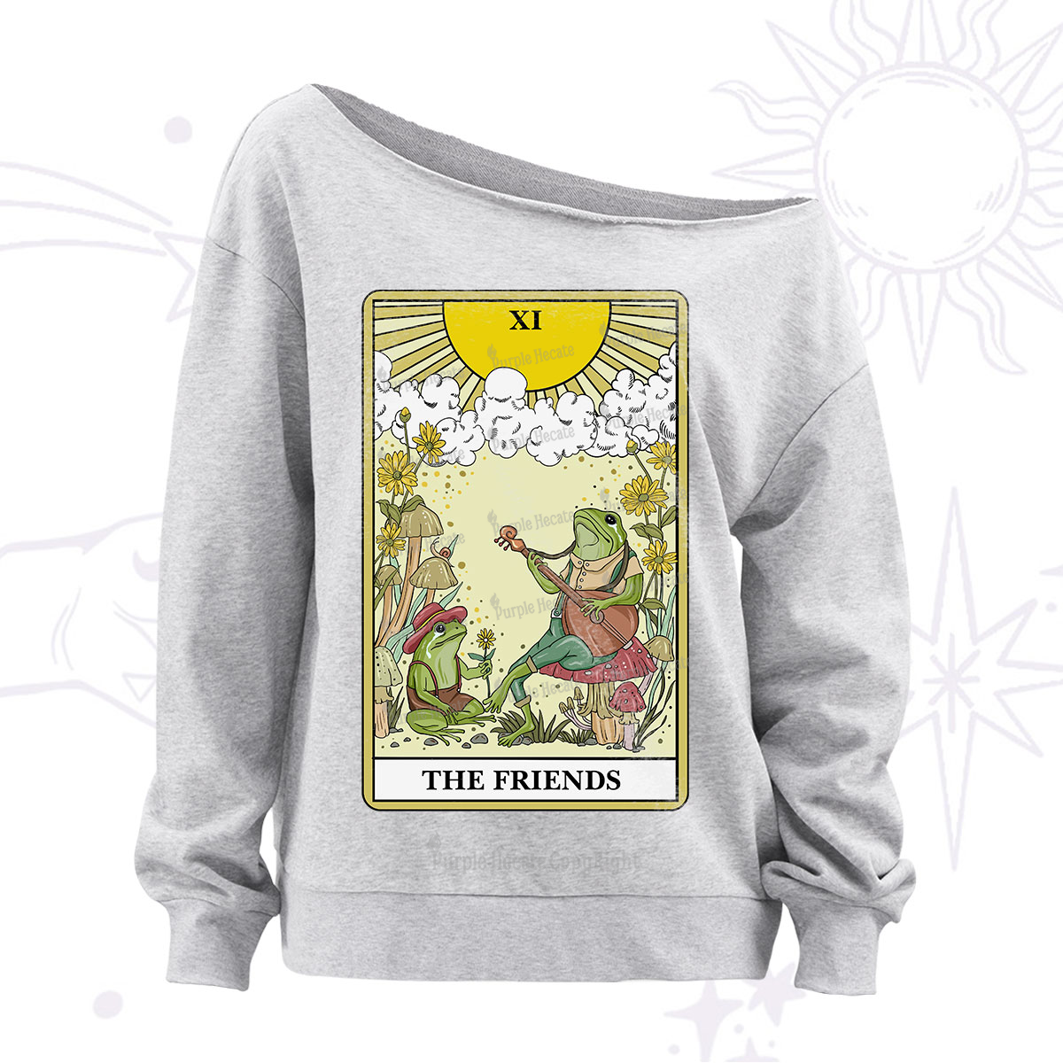 Purplehecate The Friends Tarot Card Off The Shoulder Sweatshirt