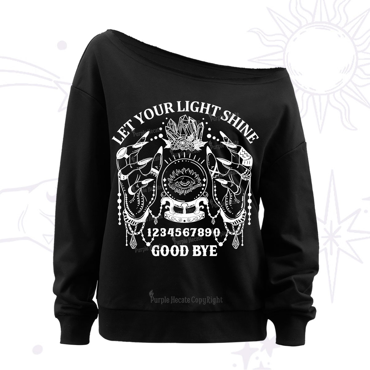 Purplehecate Let Your Light Shine Off The Shoulder Sweatshirt