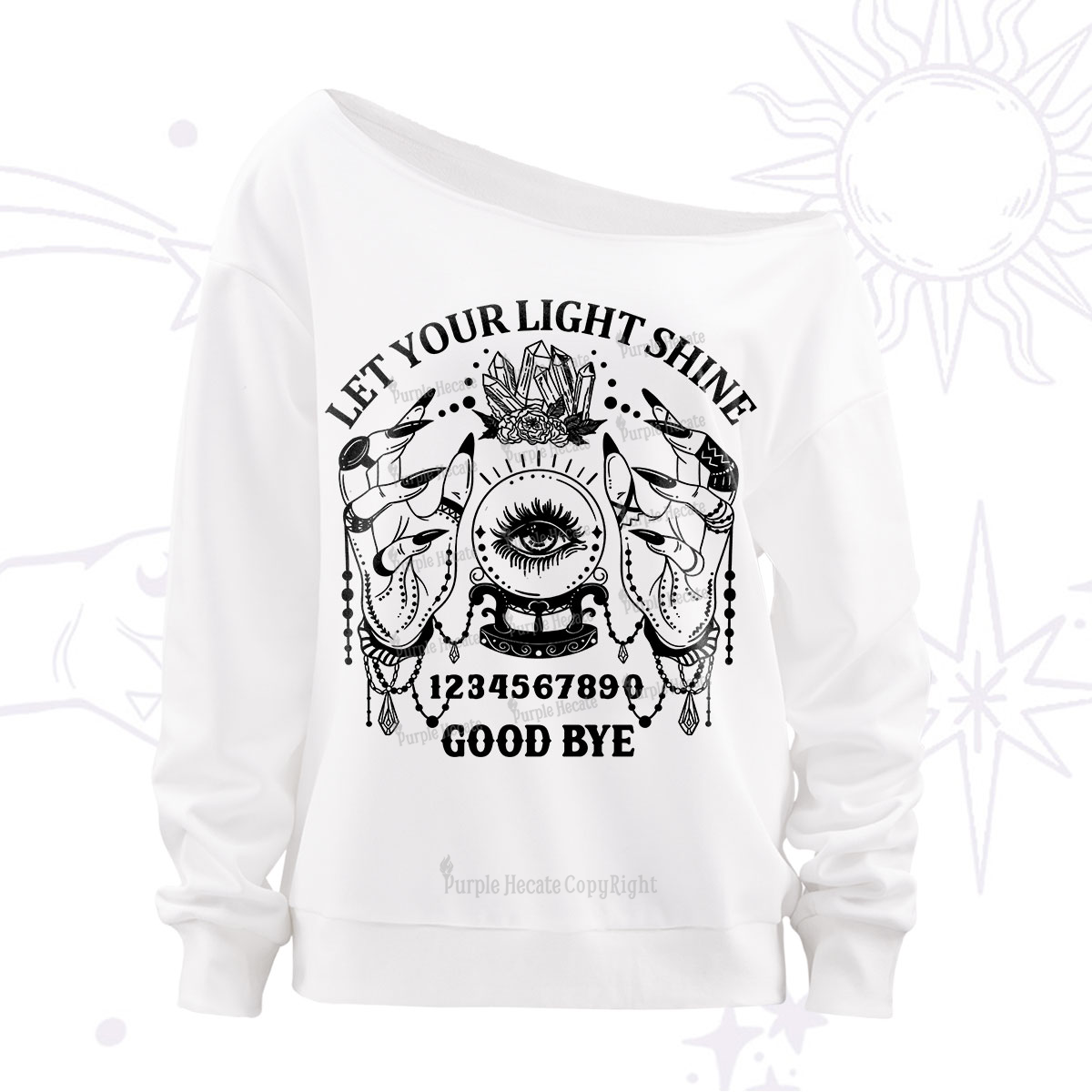 Purplehecate Let Your Light Shine Off The Shoulder Sweatshirt