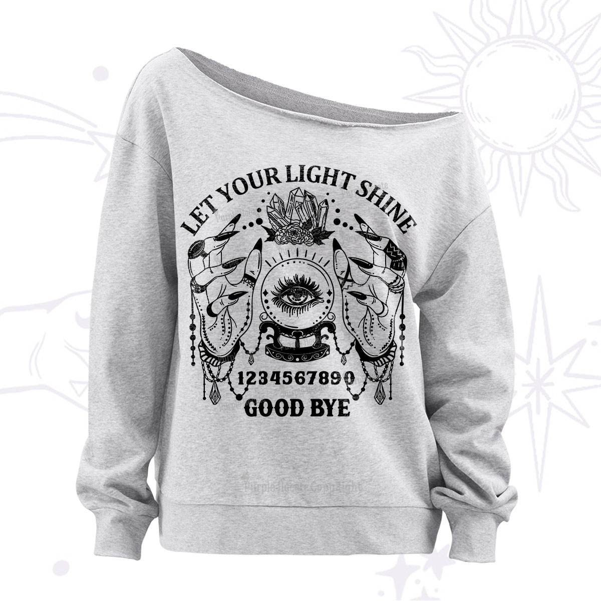 Purplehecate Let Your Light Shine Off The Shoulder Sweatshirt