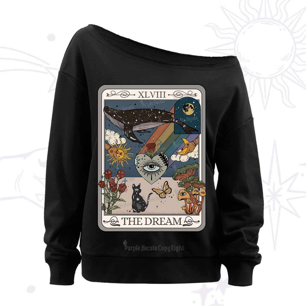 Purplehecate The Dream Tarot Off The Shoulder Sweatshirt