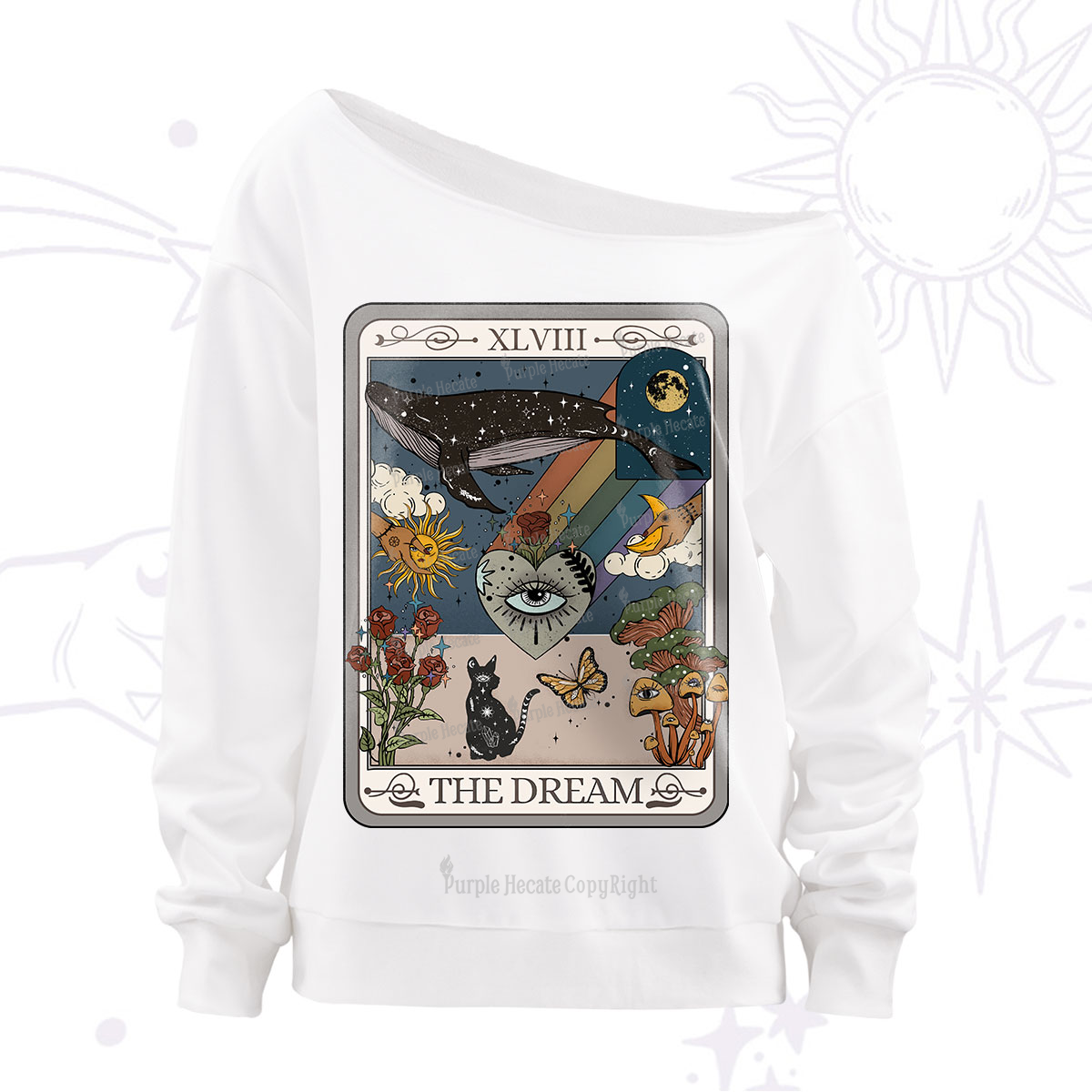 Purplehecate The Dream Tarot Off The Shoulder Sweatshirt