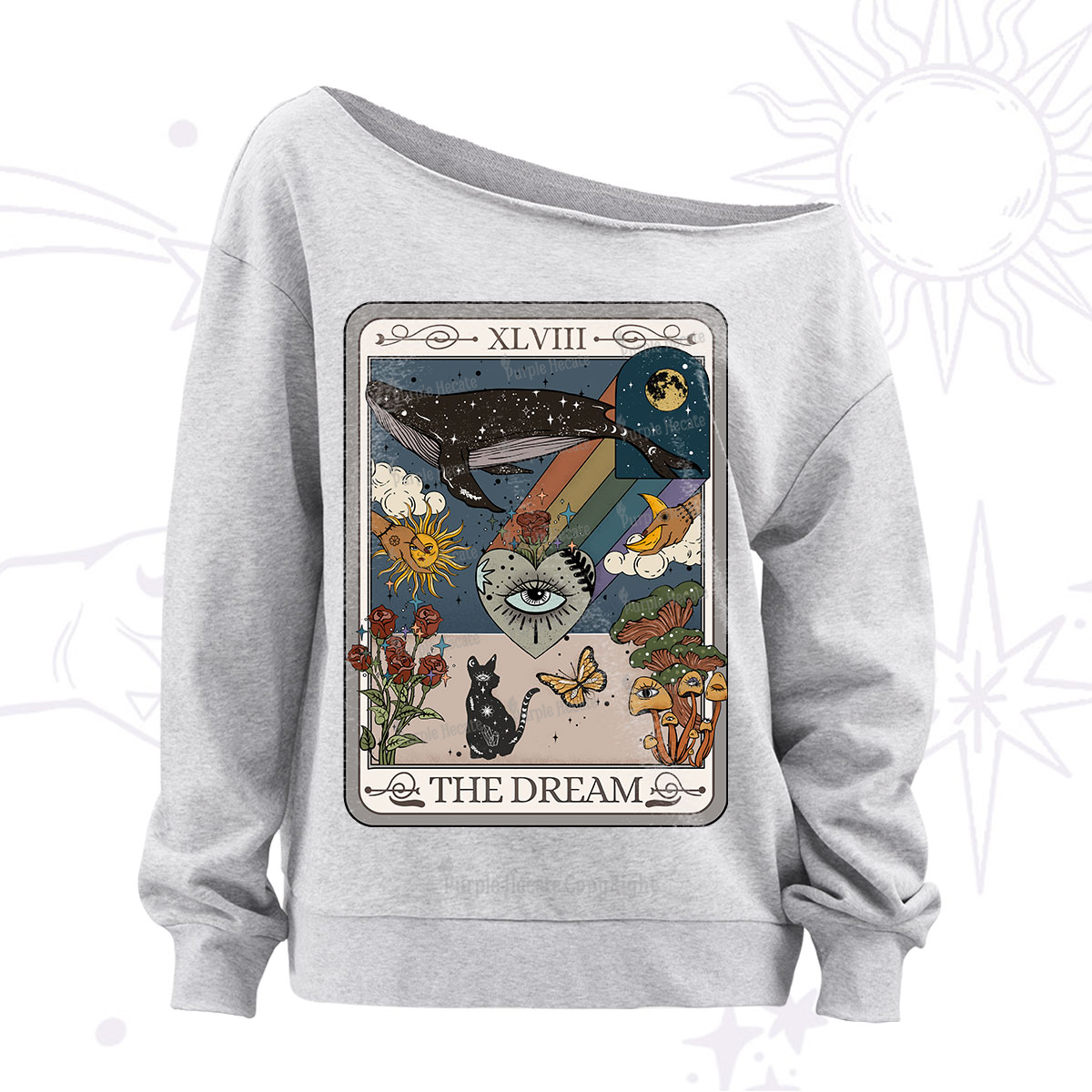 Purplehecate The Dream Tarot Off The Shoulder Sweatshirt