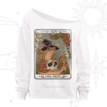 Purplehecate The Frog Tarot Off The Shoulder Sweatshirt