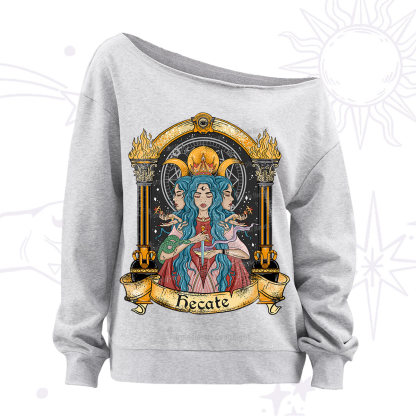 Purplehecate Triple Moon Goddess Hecate Off The Shoulder Sweatshirt