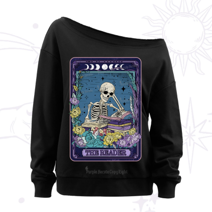 Purplehecate The Reader Tarot Card Off The Shoulder Sweatshirt