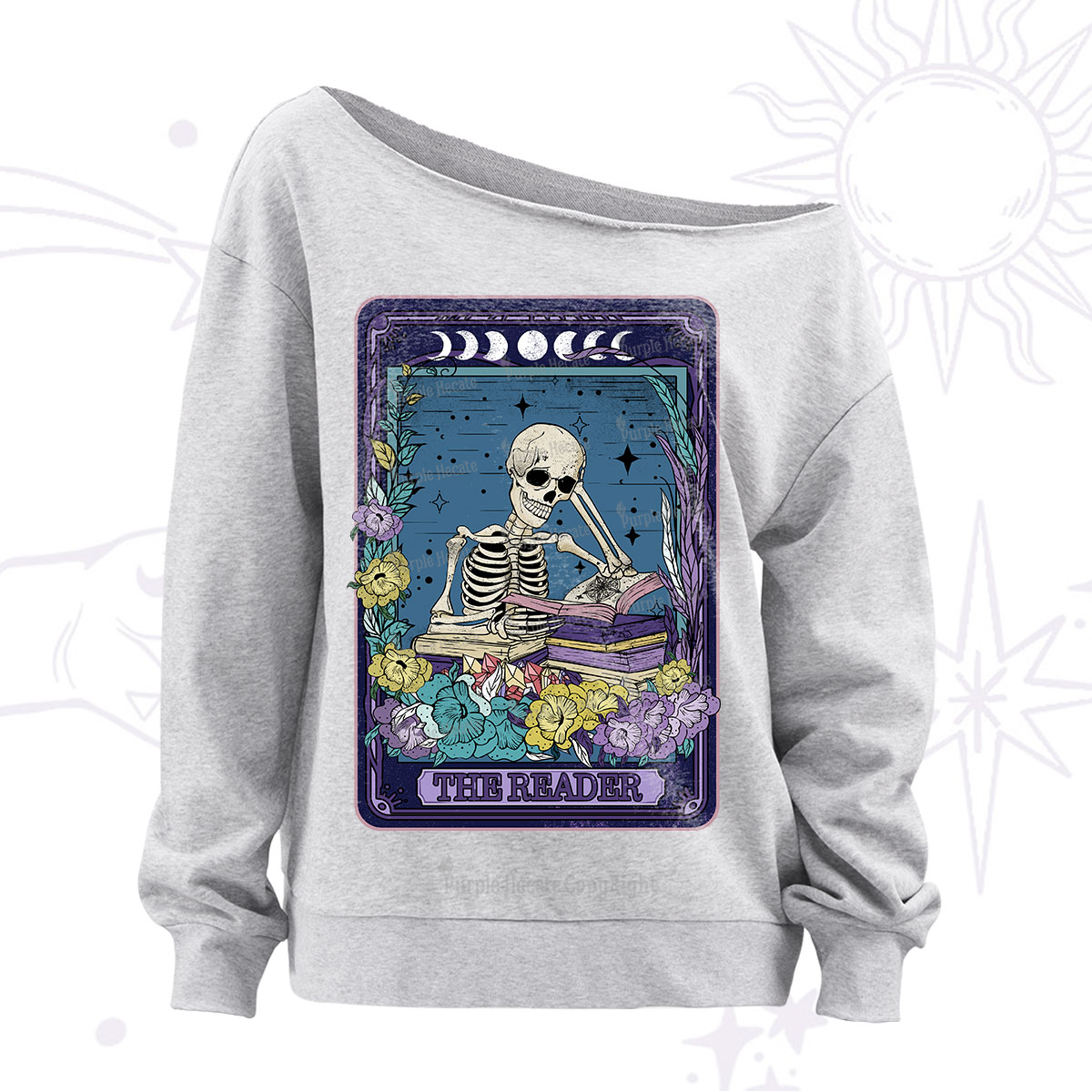 Purplehecate The Reader Tarot Card Off The Shoulder Sweatshirt
