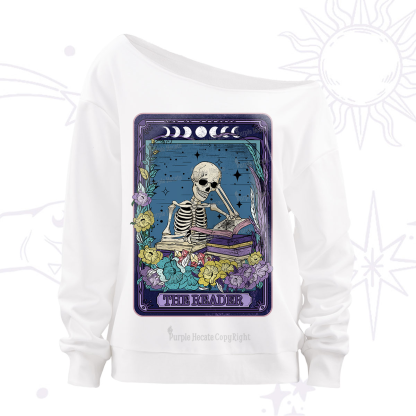 Purplehecate The Reader Tarot Card Off The Shoulder Sweatshirt
