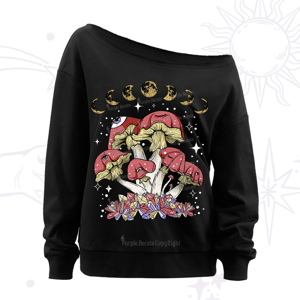 Purplehecate Magic Mushroom Off The Shoulder Sweatshirt