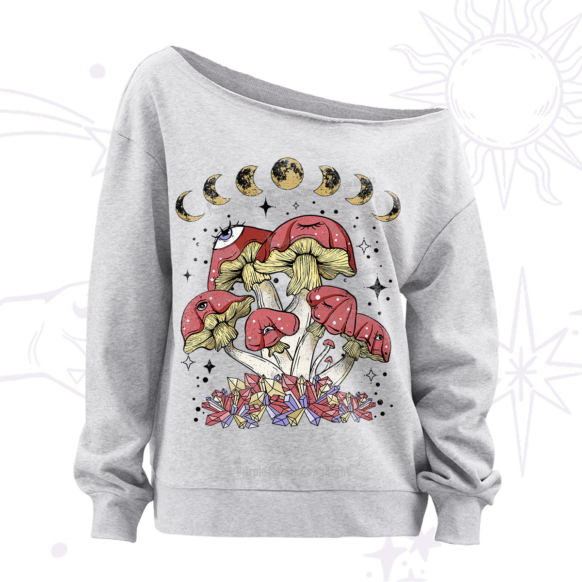 Purplehecate Magic Mushroom Off The Shoulder Sweatshirt