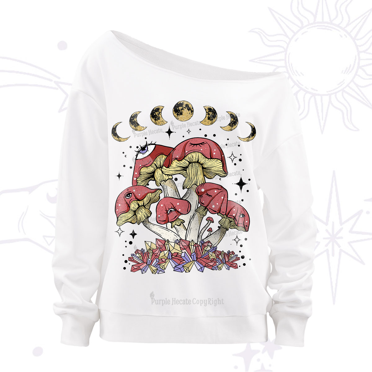 Purplehecate Magic Mushroom Off The Shoulder Sweatshirt
