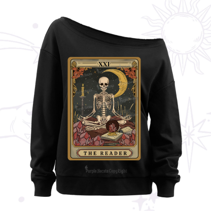 Purplehecate The Reader Tarot Off The Shoulder Sweatshirt