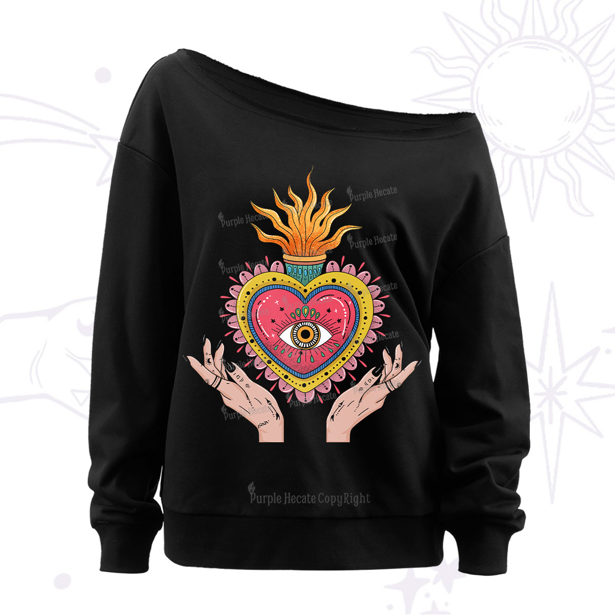 Purplehecate The Fiery Eye Off The Shoulder Sweatshirt