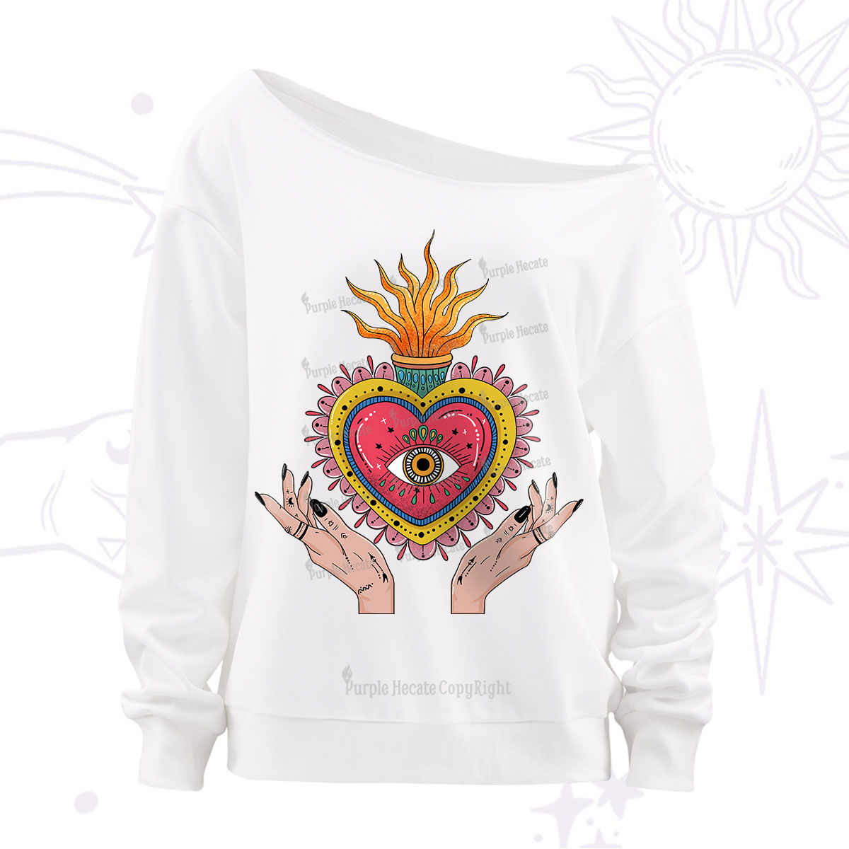 Purplehecate The Fiery Eye Off The Shoulder Sweatshirt