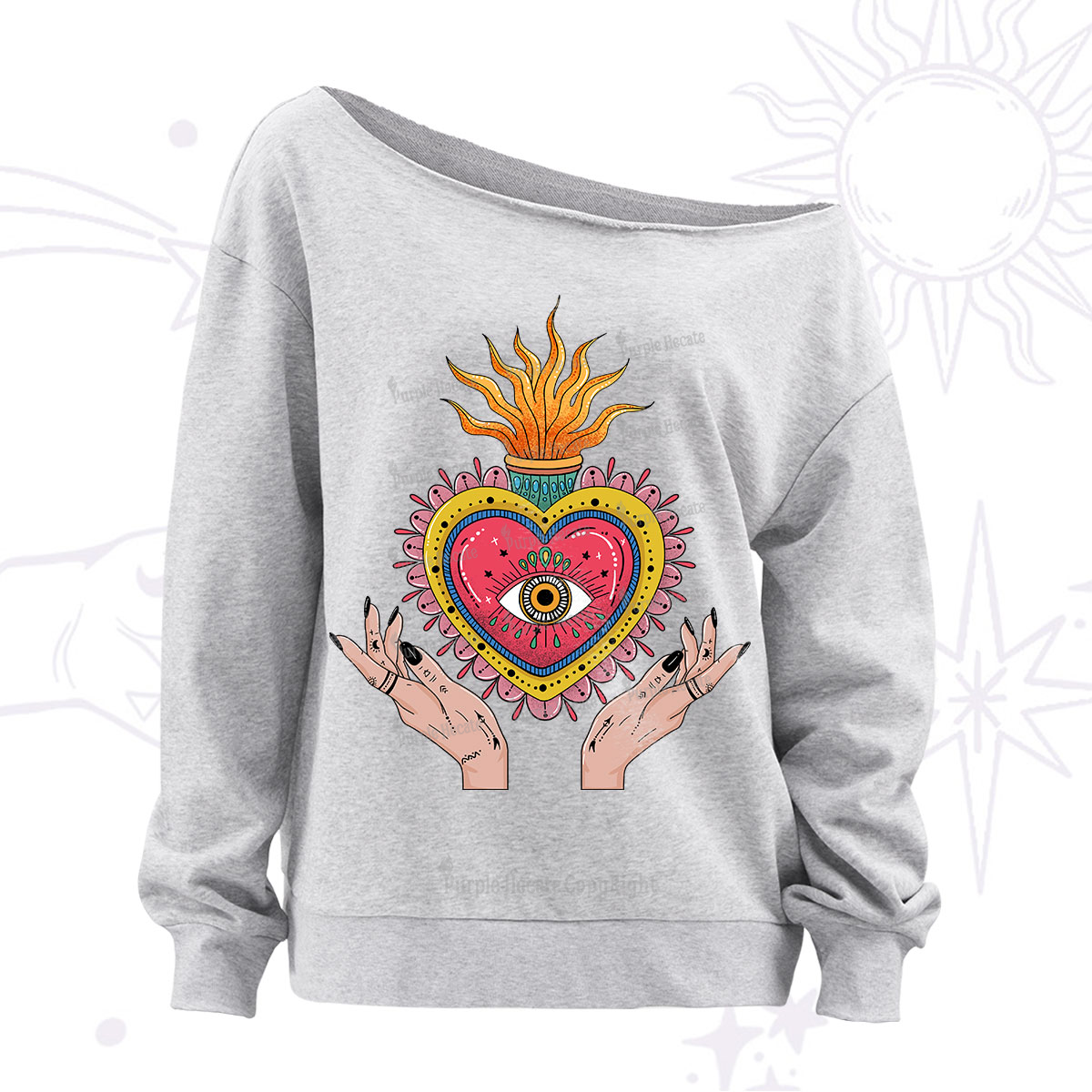 Purplehecate The Fiery Eye Off The Shoulder Sweatshirt