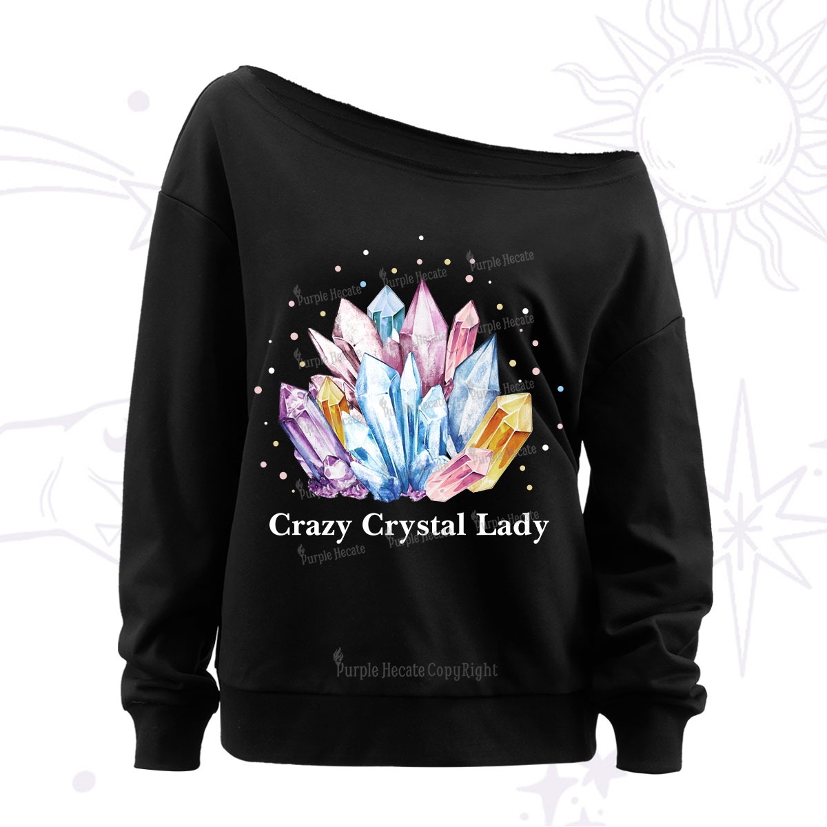 Purplehecate Crazy Crystal Off The Shoulder Sweatshirt
