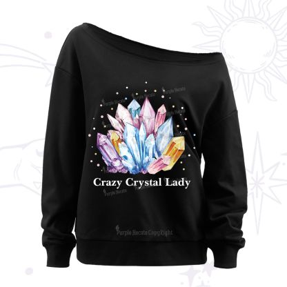 Purplehecate Crazy Crystal Off The Shoulder Sweatshirt