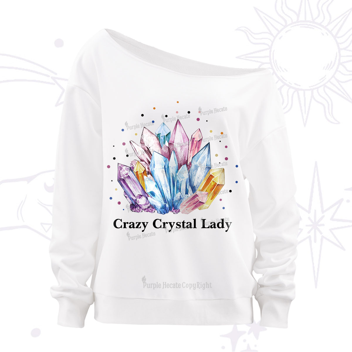 Purplehecate Crazy Crystal Off The Shoulder Sweatshirt