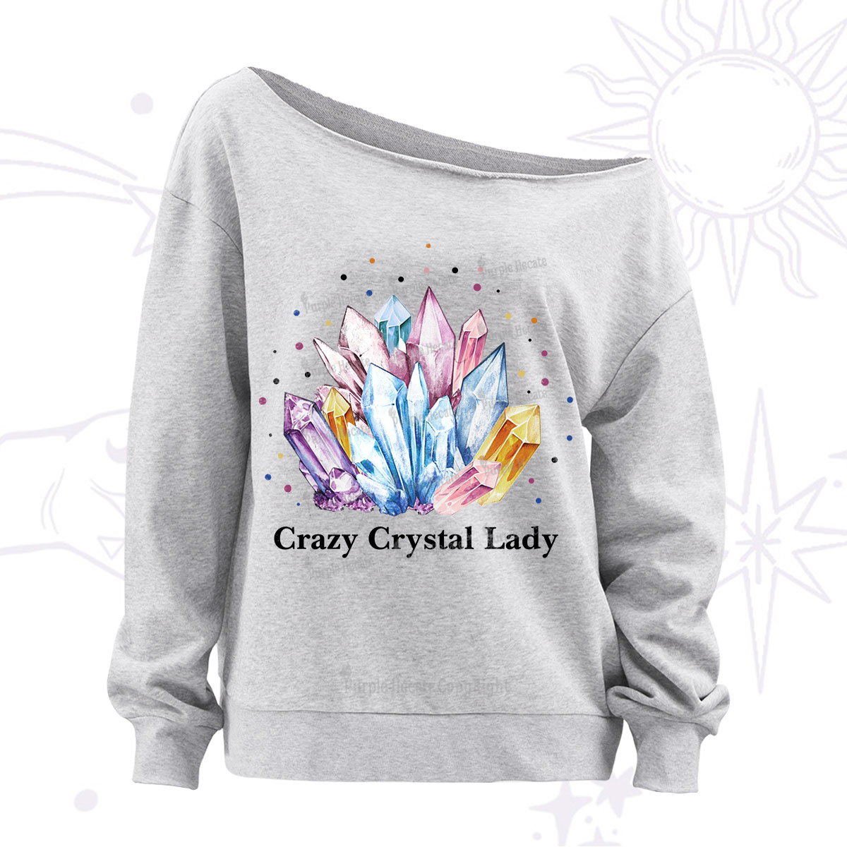 Purplehecate Crazy Crystal Off The Shoulder Sweatshirt