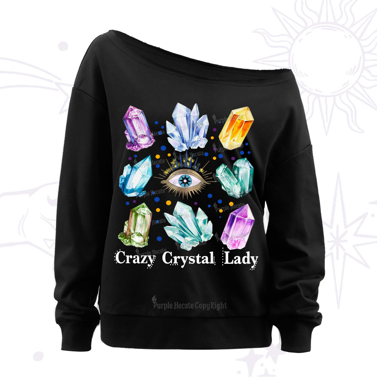 Purplehecate Crysral Lady Off The Shoulder Sweatshirt