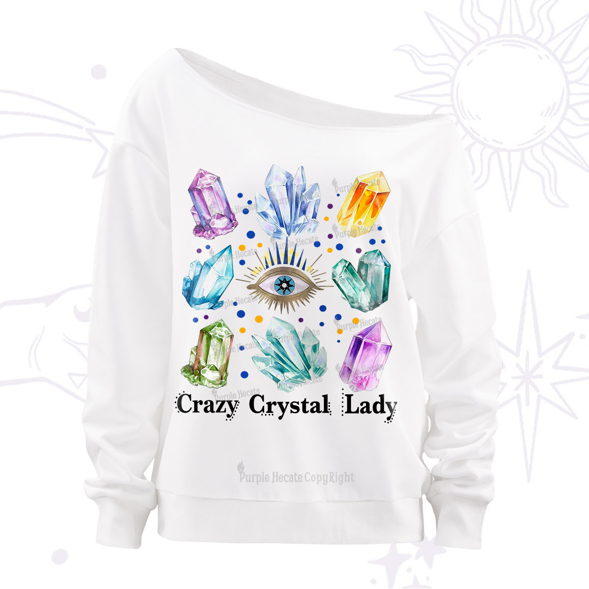 Purplehecate Crysral Lady Off The Shoulder Sweatshirt