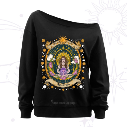 Purplehecate Aquarius Radiance Zodiac Off The Shoulder Sweatshirt
