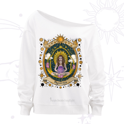 Purplehecate Aquarius Radiance Zodiac Off The Shoulder Sweatshirt