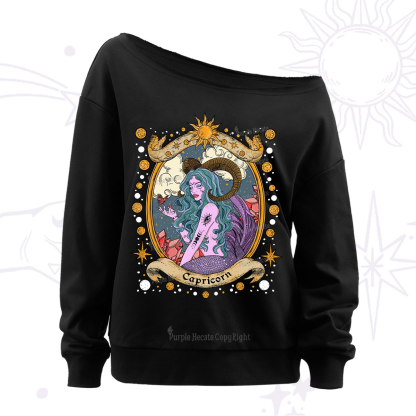 Purplehecate Capricorn Radiance Zodiac Off The Shoulder Sweatshirt