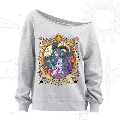 Purplehecate Capricorn Radiance Zodiac Off The Shoulder Sweatshirt